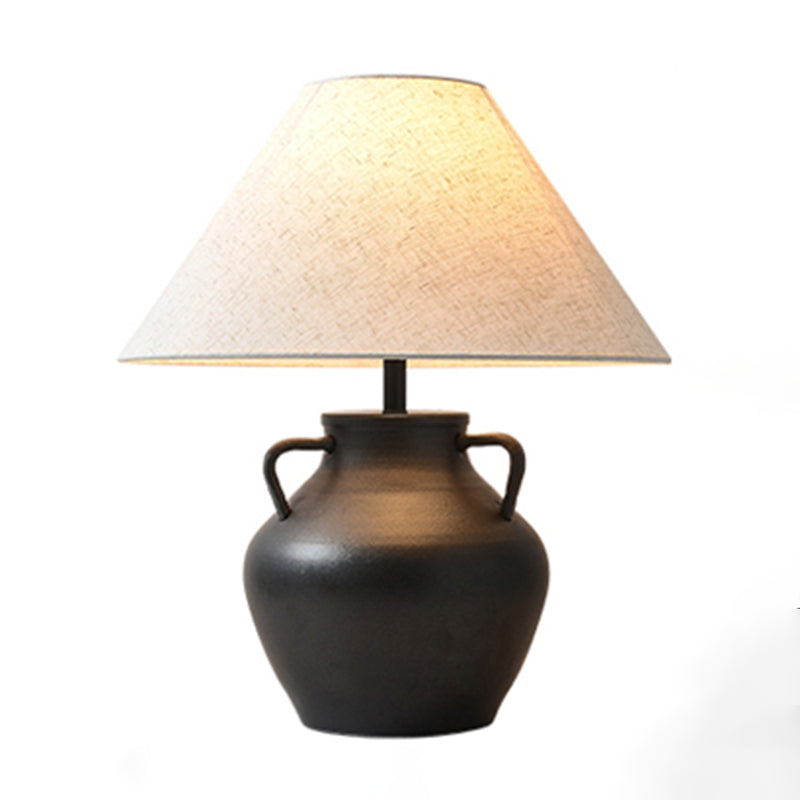 Black Zen Ceramic Table Lamp Handmade Retro Decorative Desk Lamp Light Luxury Desk Lamp