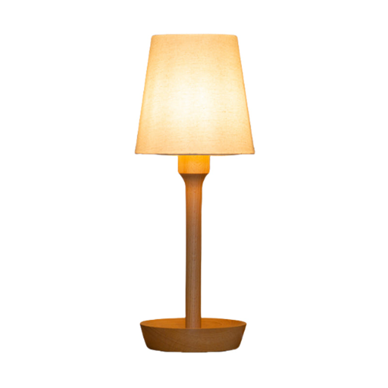17.5" Height Standard Table Lamp in Wood with Textile Lampshade for Residential Use Trendy Style