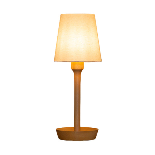 17.5" Height Standard Table Lamp in Wood with Textile Lampshade for Residential Use Trendy Style