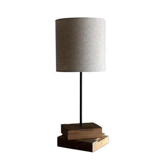 Unique Wooden Modern Table Lamp with Ambient Fabric Shade Vintage Style