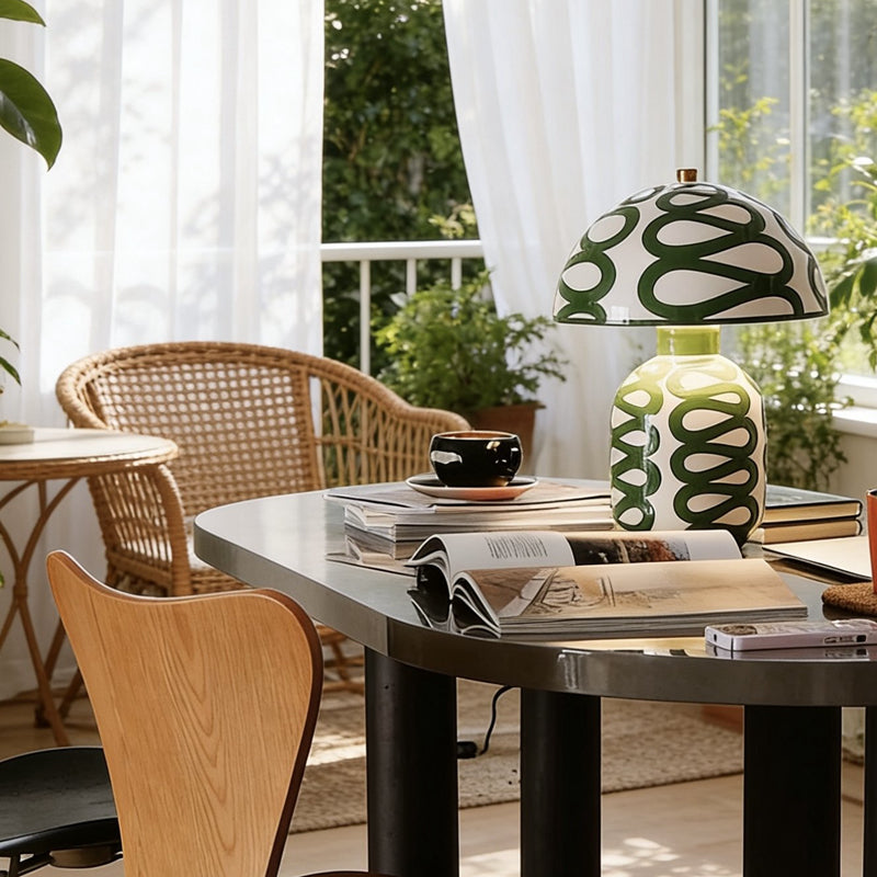 Tax Include Mushroom Green Ceramic Boquer Table Lamp