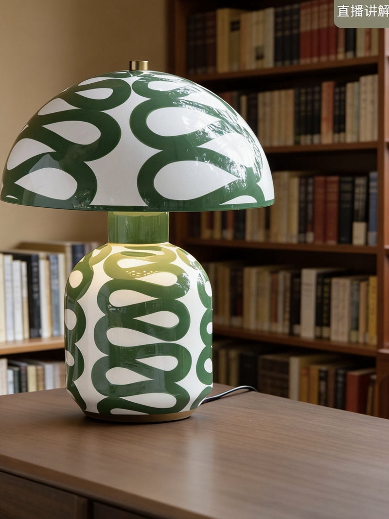 Green Ceramics Mushroom Table Lamps