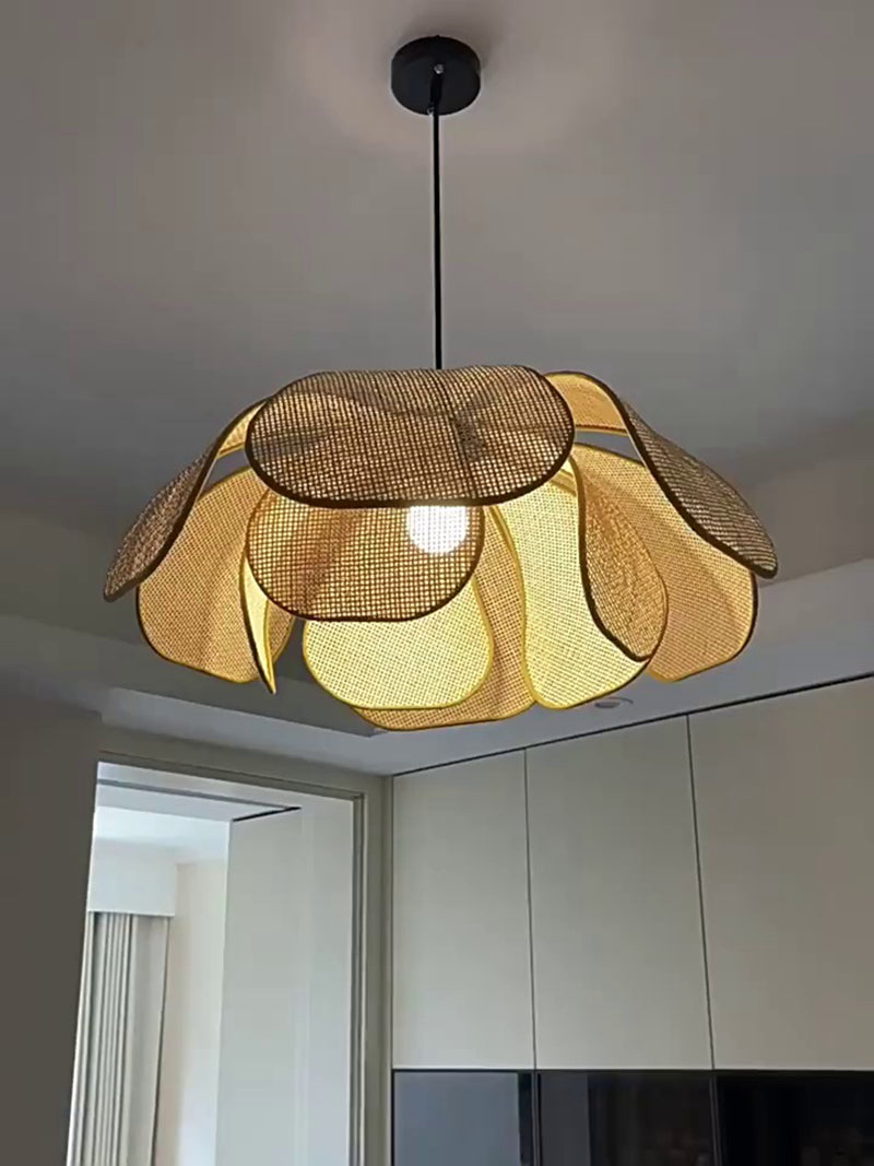 Rattan Flower Pendant Light Rattan Weaving Ceiling lights Pendant Light Living Room Dining Room Home Decor