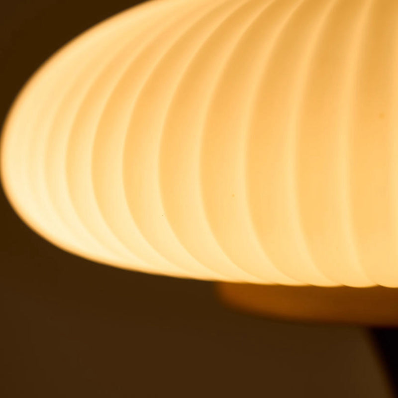 Wireless Modern Wood Table Lamp with Glass Lampshade