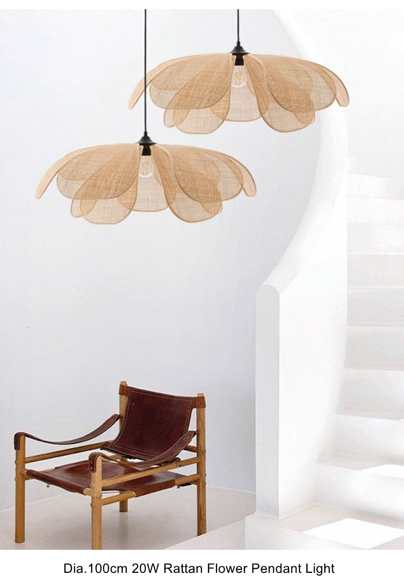 Rattan Flower Pendant Light Rattan Weaving Ceiling lights Pendant Light Living Room Dining Room Home Decor