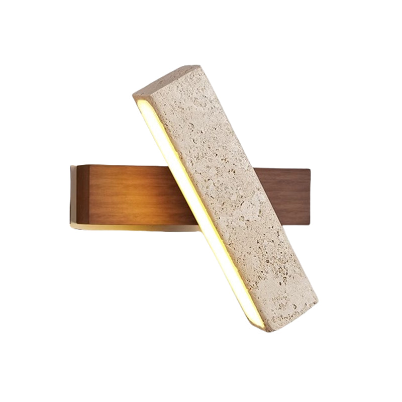 Led Wall Lamp Bedroom Bedside Solid Wood Stone Light Rotatable Natural Wabi-sabi Soft Room Decor Reading Lighting