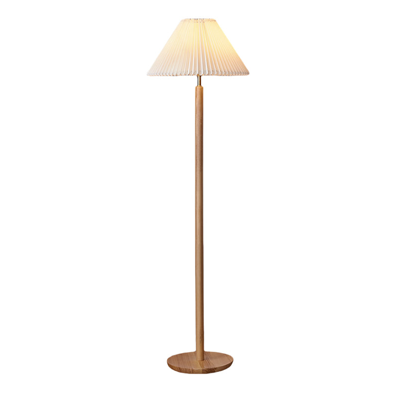 Traditional 61" Column Solid Wood Floor Lamp With Fabric Lampshade Standing Lamp