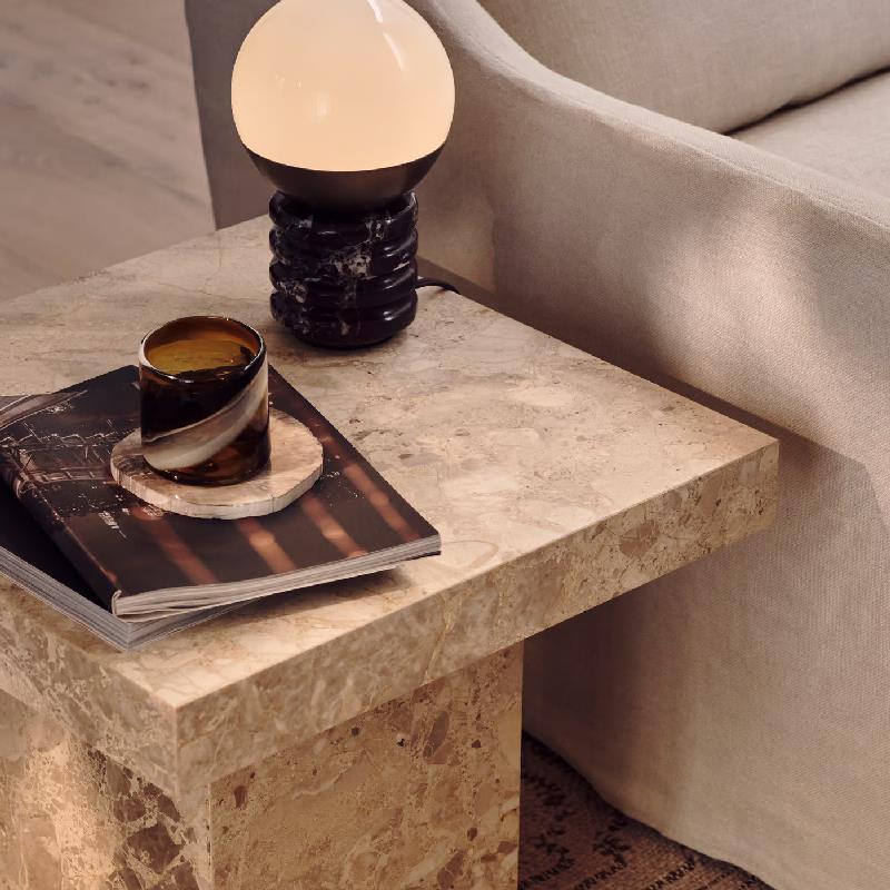 Tax Include Simple Nature Marble Table Lamp Black Base