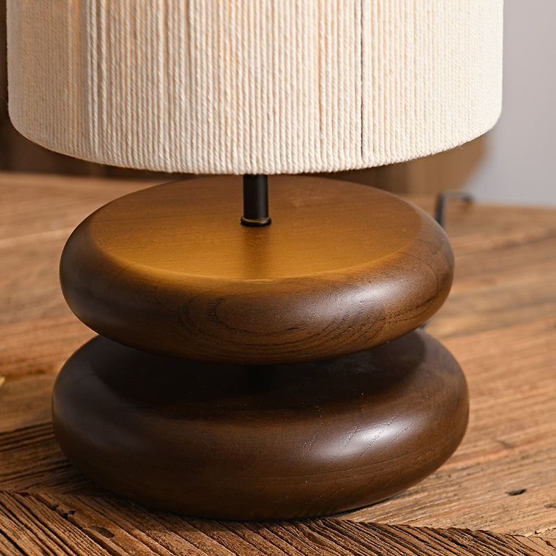 Tax Include Walnut Wood Desk Lamp Handmade Rattan Lampshade Warm White
