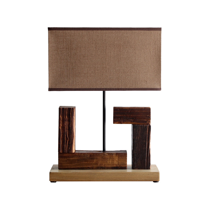 Chinese Table Lamp Vintage Solid Wood Desk Lamp for Bedroom Living Room Study Office