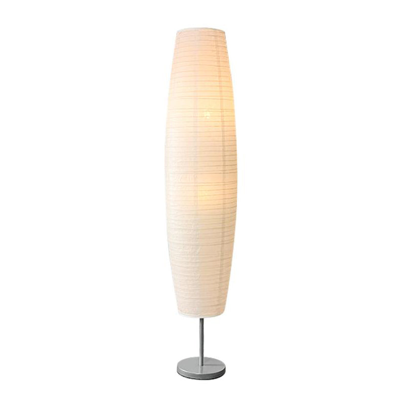 Wabi Sabi Column Paper 57" Floor Lamp with Warm White Bulb White Color Rice Paper Lampshade