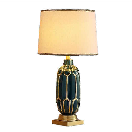 Modern Green Ceramic Table Lamp LED Chinese Creative Luxury Bedside Desk Light For Home Living Room Bedroom Decor ﻿