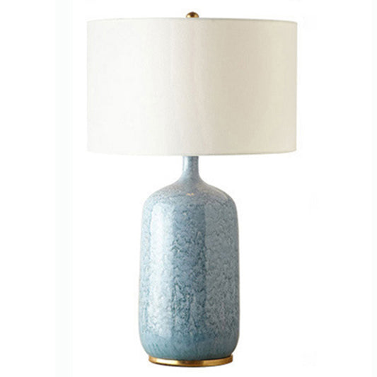 Jingdezhen Ceramic Table Lamp Chinese Style Sky Blue Color Desk Lamp For Bedroom Living Room