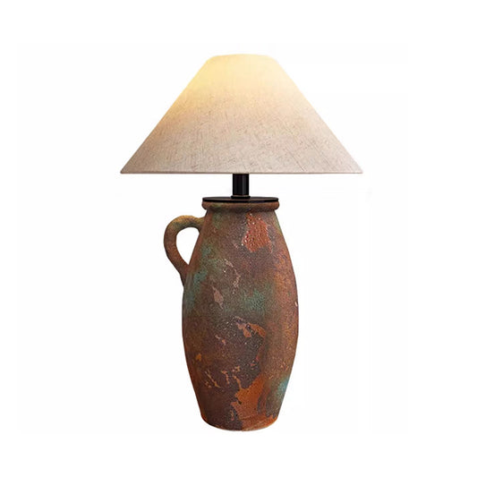 Aeneous Wabi Sabi Ceramic Table Lamp Vintage Style E27 Lamp for Bedroom Living Room Hotel