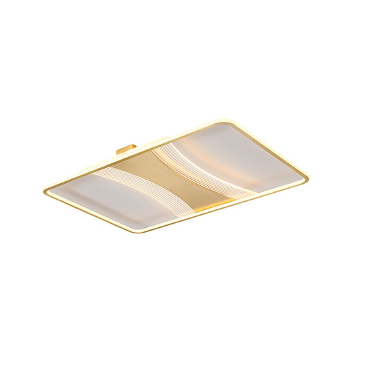 American Luxury 35" Rectangle Recessed Brass LED Ceiling Light Warm White Dimmable Color