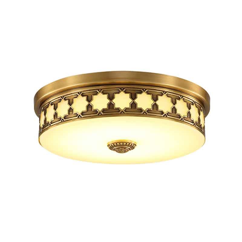 American Style Drum Dia.17" Brass LED Ceiling Light Warm White Light 3000k 220V Input