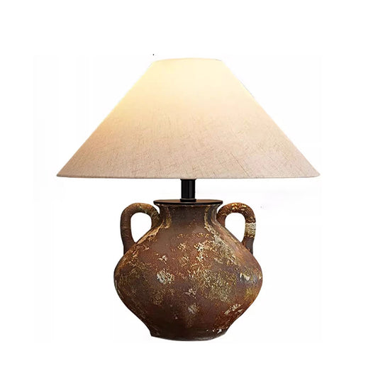 Hand Made Wabi Sabi Ceramic Table Lamp Vintage Style for Bedroom Living Room Office Hotel