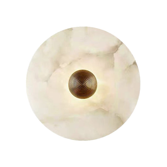 Nature Marble Round Wall Lamp With Metal Base