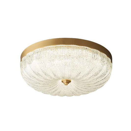 Classic Luxury 19" Dome Brass Flush Mount LED Ceiling Light with Remote Control Dimmable