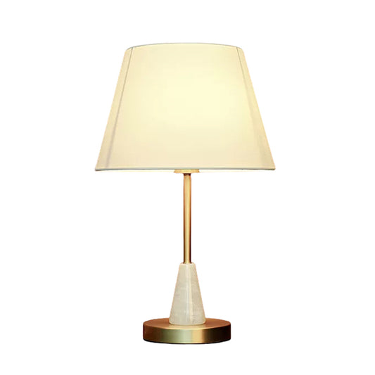 White Fabric Lampshade Brass Table Lamp LED E27 Modern Desk Lamp