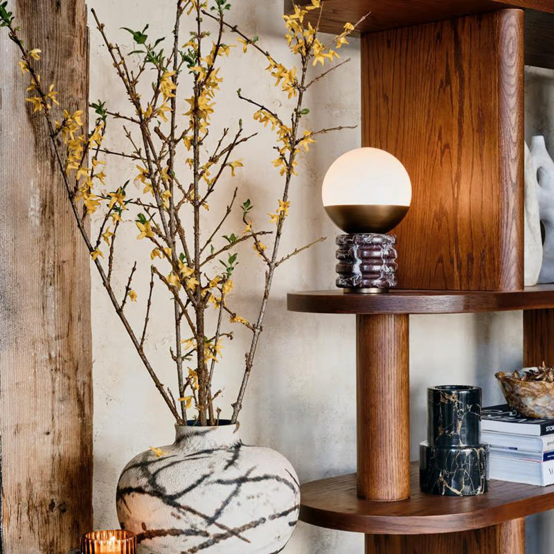 Tax Include Simple Nature Marble Table Lamp Black Base