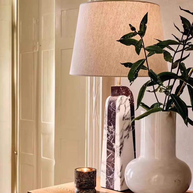 Tax Include Luxury Natrual Mable Table Lamp with Fabric Lampshade