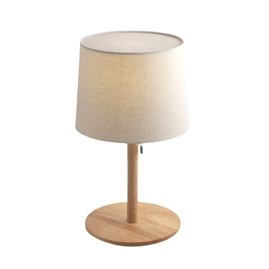 Simplistic 17.5"/16" Height Outlet-powered Standard Table Lamp in Wood with Textile Lampshade