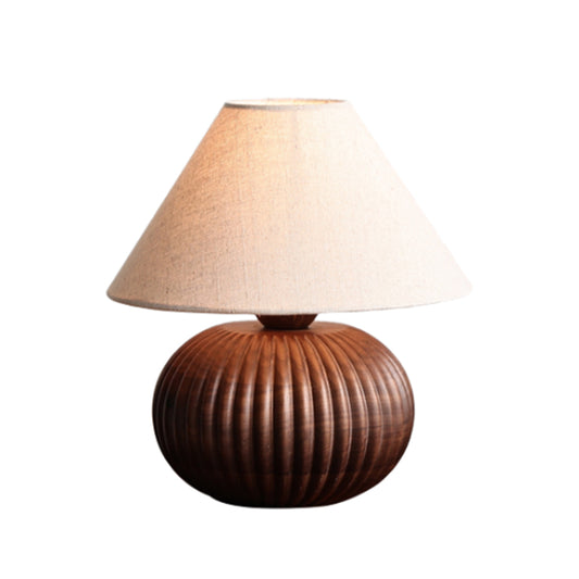 Vintage Wood Table Lamp Walnut Color Korean Desktop Light Bedroom Home Decoration Bedside Atmosphere Study Reading Lamp Fixture