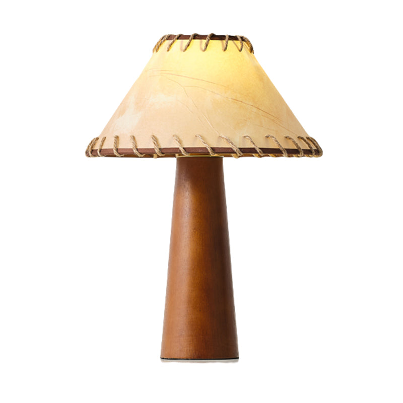 Wabi Sabi Solid Wood Lamp Retro Fabric Desk Lamp Indoor Decor Atmosphere Handmade