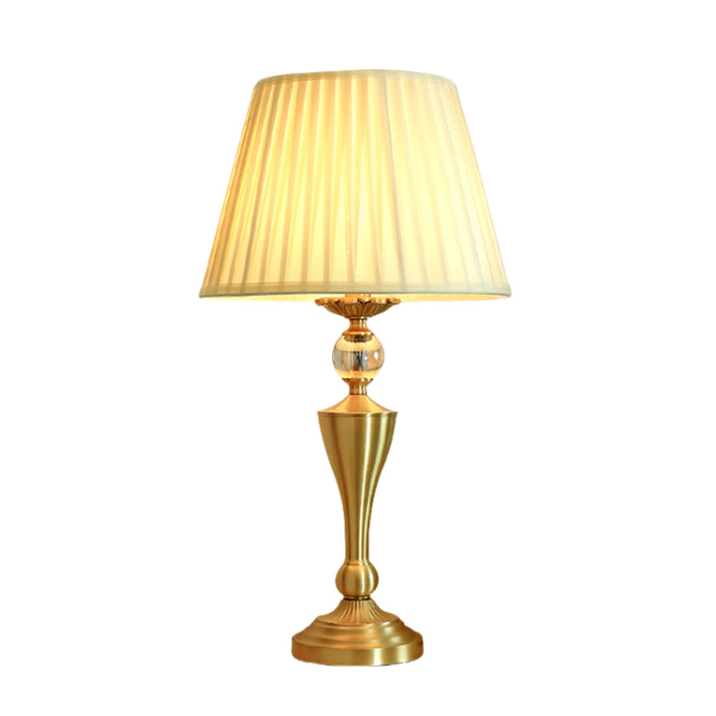 Light Luxury Gold Color Brass Table Lamp Fabric Lampshade Desk Lamp for Bedroom Living Room