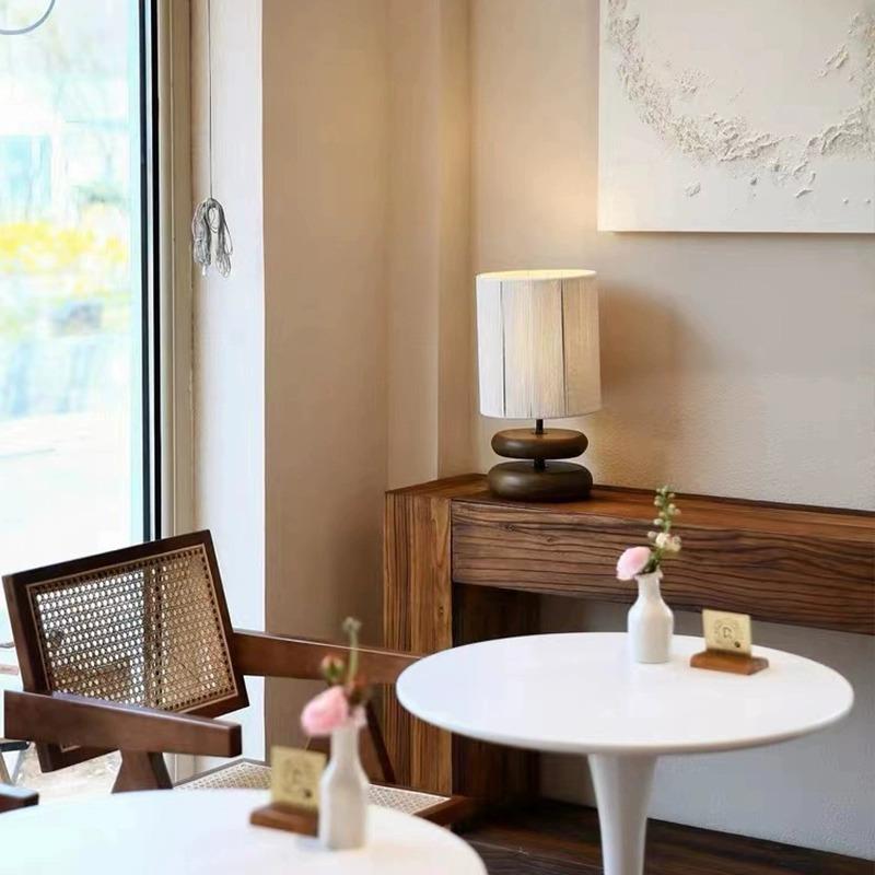 Tax Include Walnut Wood Desk Lamp Handmade Rattan Lampshade Warm White