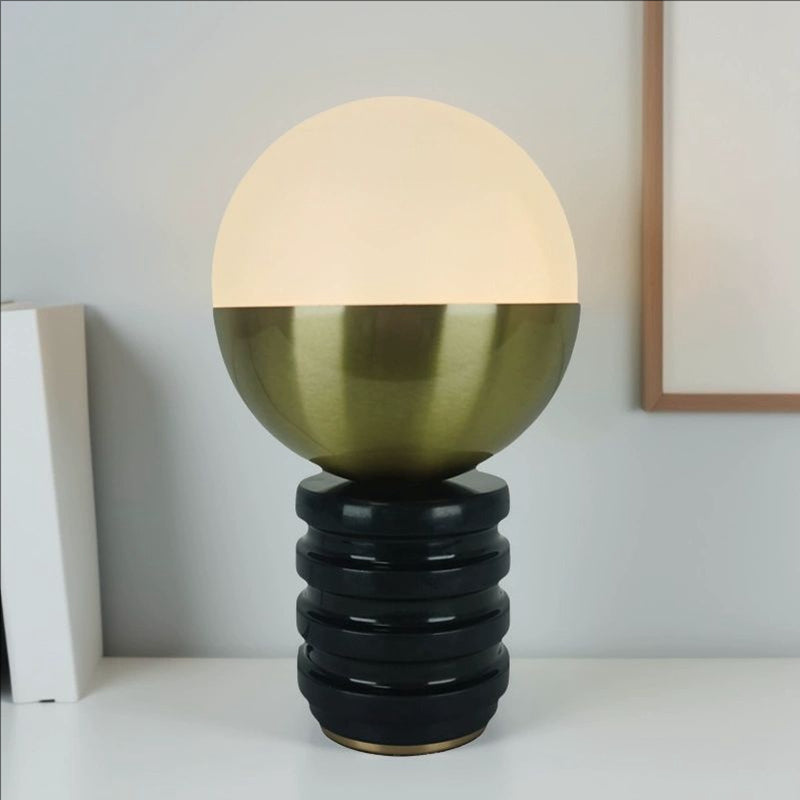 Tax Include Simple Nature Marble Table Lamp Black Base