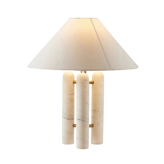 Wabi Sabi 3 columns Marble Table Lamp With White Fabric Lampshade