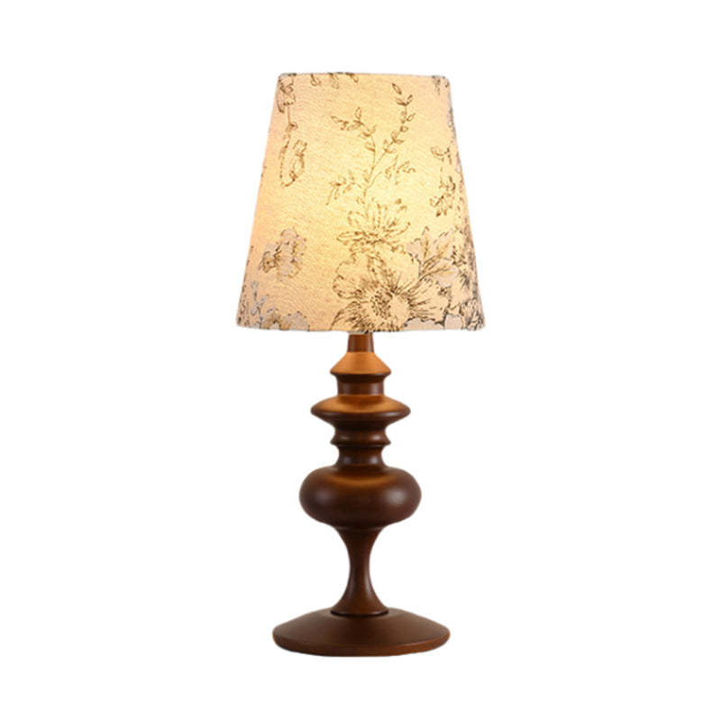 22.5" Residential Use Modern Timber Electrical Plug-in Standard Desk Lamp with Textured Textile Shade