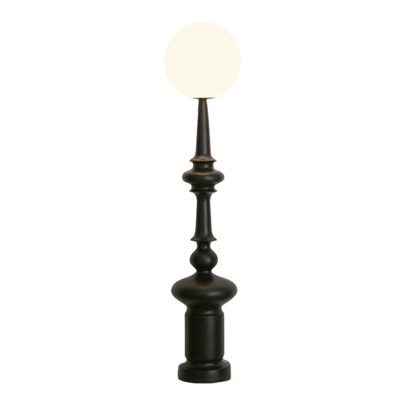 Modern 53" Column Black Resin Floor Lamp With Acrylic Lampshade