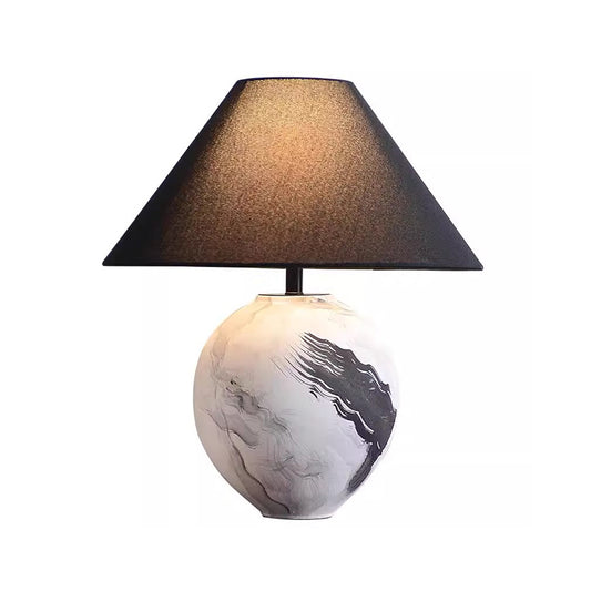 Vintage Homestay Hotel Living Room Bedroom Bedside Ink Painting Decorative Ceramic Table Lamp