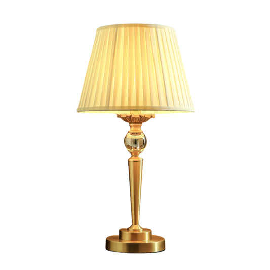 Modern Table Lamp Gold Brass Body and Fabric Lampshade for Bedroom Living Room Home Lighting Fixtures