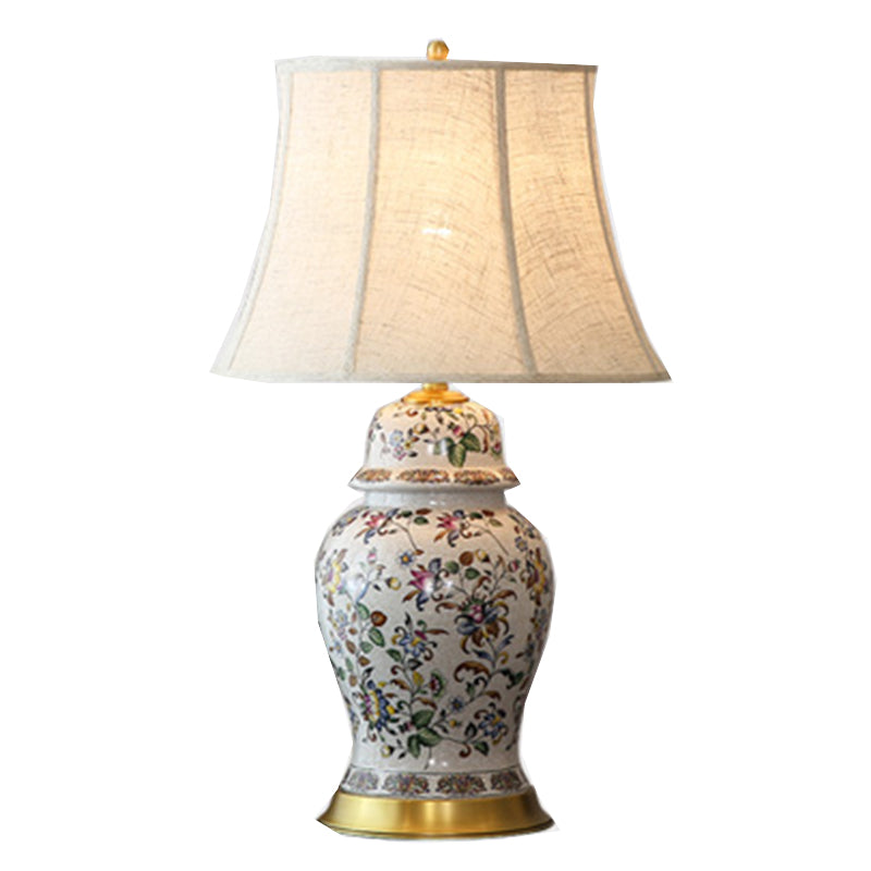 Polychrome Flower Ceramic Table Lamp Colorful Colors Hand-Painted For Bedroom Living Room Office