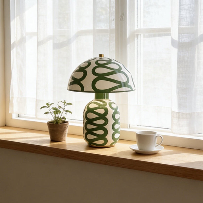 Green Ceramics Mushroom Table Lamps