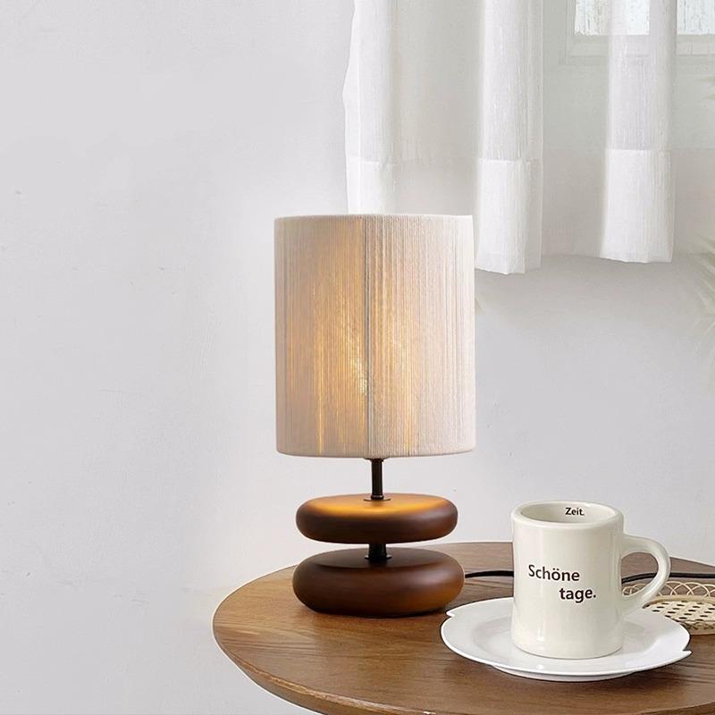Tax Include Walnut Wood Desk Lamp Handmade Rattan Lampshade Warm White