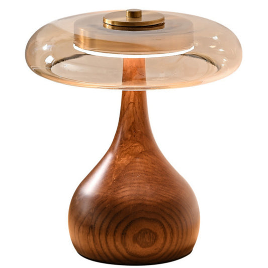 Modern Luxury Wood Table Lamp with Glass Lampshade