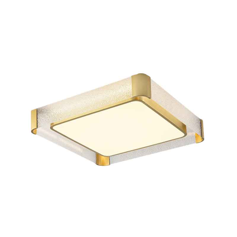 Modren 17" Square Brass Recessed LED Ceiling Light for Bedroom Hallway Balcony