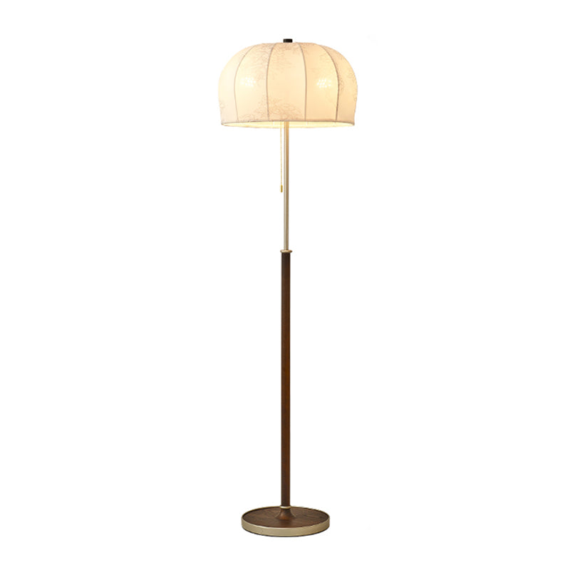 Traditional 55" Fabric Printing Solid Wood Floor Lamp With 3 E27 Light Bulb