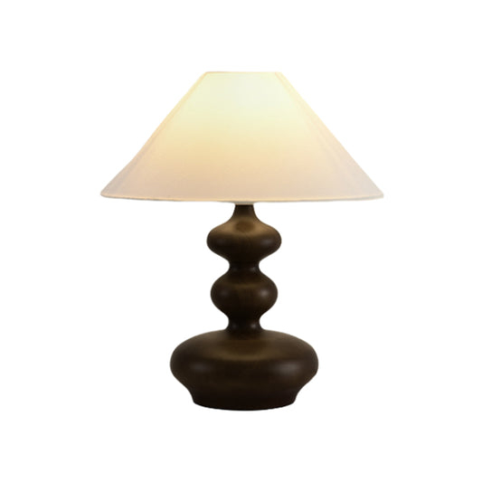 Residential Use Casual Gourd Wood & Textile Electrical Plug-in Bedside Table Lamp 17.5"