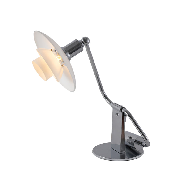 Novelty Swing Arm Adjustable Metal Table Lamp With Glass Lampshade