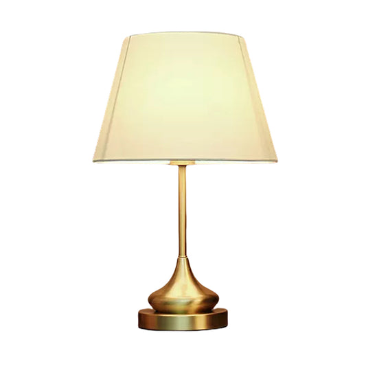 Modern Brass Table Lamp E27 White Fabric Lampshade Desk Lamp for Bedroom Night Light