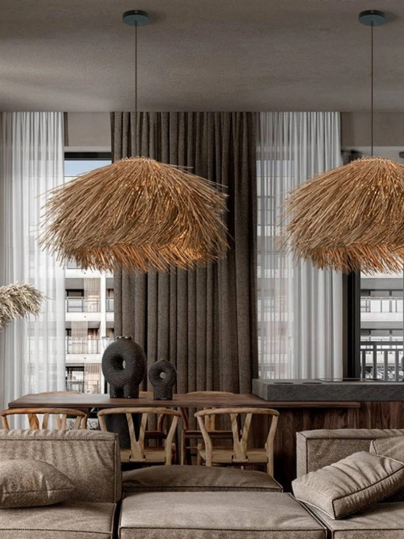 Tax Include Dia.40cm 50cm 60cm Natrual Rattan Simple Pendant Light
