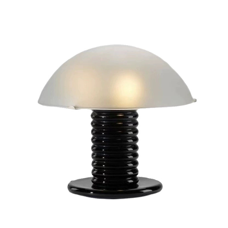 Traditional Black Mushroom Metal Table Lamp With Glass Lampshade