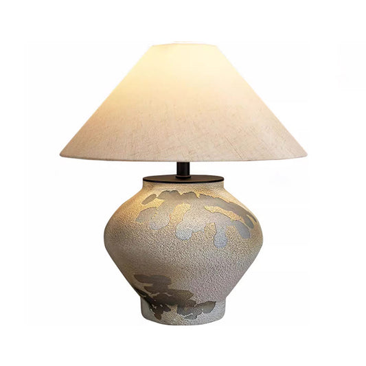 19'' Ancient Style Ceramic Desk Lamp Hand Made Creative Chinese Hotel Bed Lamp Wabi Sabi Series