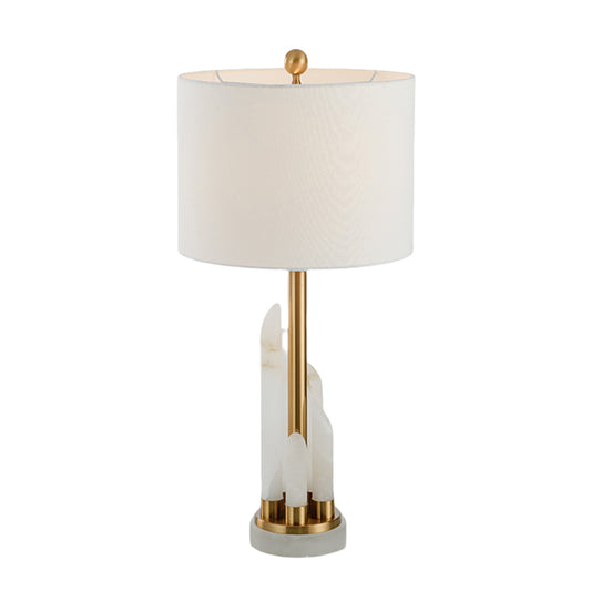 Luxury Irregular Creativity Marble Table Lamp With Fabric Lampshade